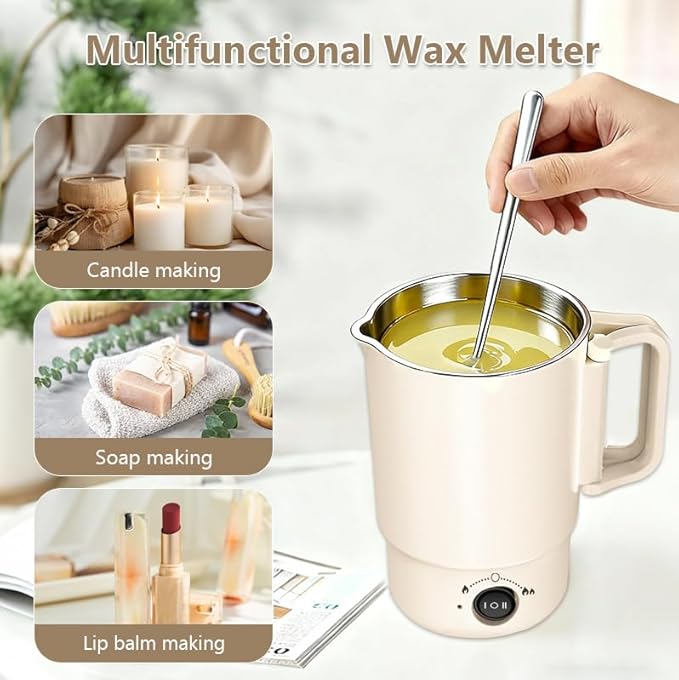 didforu Electric Wax Melting Pot Kit with Thermometer, 800ML Wax Melter for Candle Making, Adjustable Temperature Wax Warmer with Spout, DIY Candle Making Supplies for Beginners & Professionals