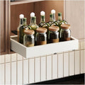 Pull out Cabinet Organizer,Width (11"-18") and Depth (10"-13") Expandable,No Drill Adjustable Slide out Drawers for Pantry,Adhesive Roll out Shelves Short,for upper cabinet,White