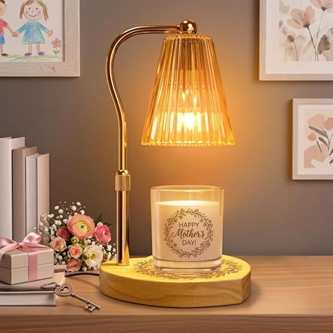 Candle Warming Lamp with Timer & Dimmer – Adjustable Height & Brightness Flameless Lamp Candle Warmer for Jar Candles – Mothers Day Gifts for Mom, Housewarming Gifts for Women & Stylish New Home Decor