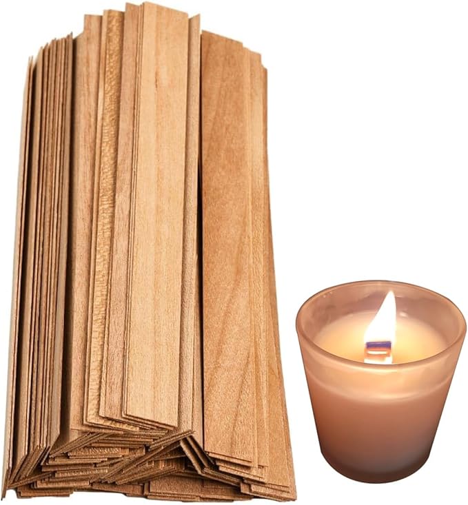Candle Wood Wicks 0.75 x 5.12 inch Natural Candle Wick 100 PCS for Candles, Wood Candle Wicks Bulk Wooden Wicks for Candle Making
