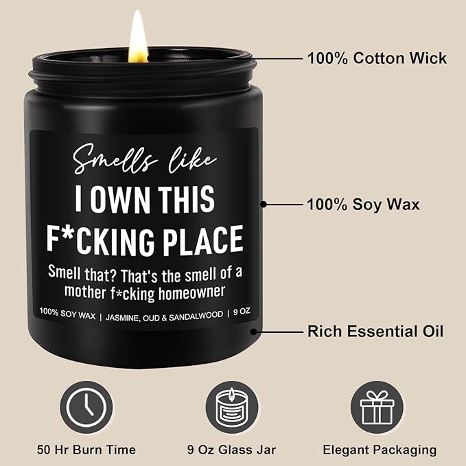 Funny Scented Candle, House Warming Gifts New Home, Housewarming Gifts for Women, Men, Couple, New Homeowner - First Apartment Essentials - Closing Presents for Home Buyers - 9 oz