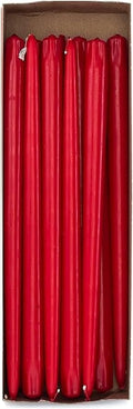 D'light Online Elegant 15" Red Taper Candles, Premium Quality Hand-Dipped Tapered Candles, Dripless and Smokeless and Unwrapped Bulk Pack for Events - Set of 12 (15 Inch, Red)