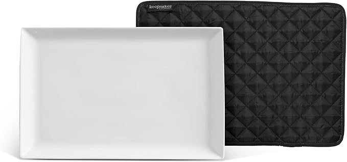 Covermates Keepsakes Quilted Dish Dividers – Set of Padded Plate Protectors for China & Dinnerware Storage, Scratch Protection, Machine Washable, Black