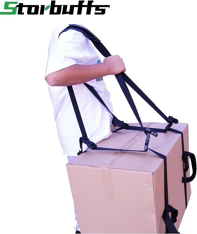 Moving Straps Carry Strap Lifting with Handle for 1 or 2 Mover | Adjustable and Strong | for Easy, Safe, Secure Carrying Boxes,Tent,Luggage,Beach Chairs,Book,Hand Shoulder Back,Black,Up to 100 LBS