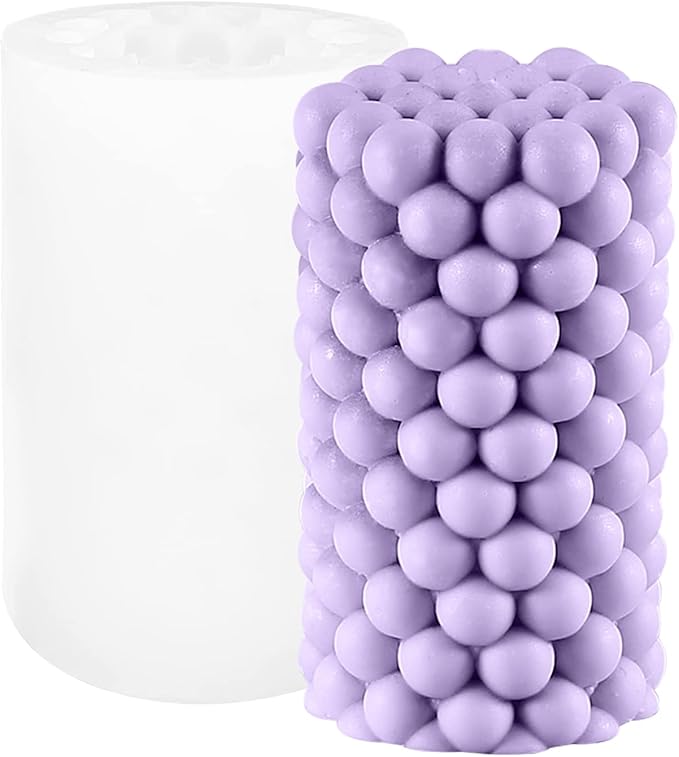 Cylinder Silicone Candle Molds Pillar Cube Bubble Geometric Ball Resin Casting Moulds for Resin Wax Making Polymer Clay DIY Craft