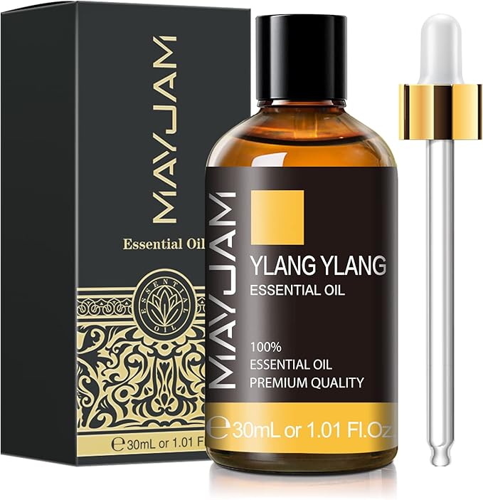 MAYJAM Ylang Ylang Essential Oil with Glass Dropper, MAYJAM 1.01fl.oz Ylang Ylang Oil Essential Oils for Diffusers, Humidifier, Yoga, Soap Candle Making
