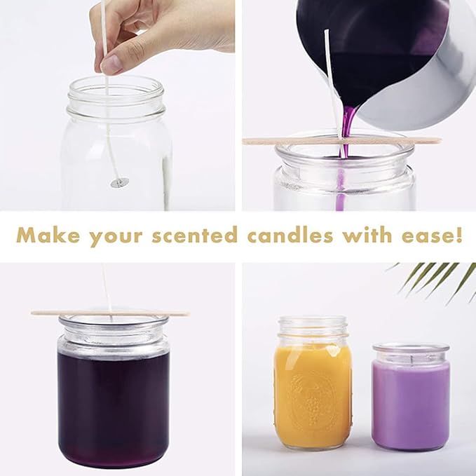 VILLCASE Candle Making Kit with 20 Clear Plastic Tealight Cups and 200 Pcs Cotton Wicks - Heat Resistant Empty Candle Molds for DIY Tea Light Making - Transparent Round Containers for Home Decor