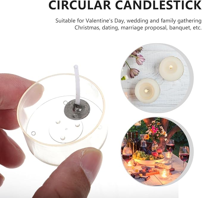 VILLCASE Candle Making Kit with 20 Clear Plastic Tealight Cups and 200 Pcs Cotton Wicks - Heat Resistant Empty Candle Molds for DIY Tea Light Making - Transparent Round Containers for Home Decor