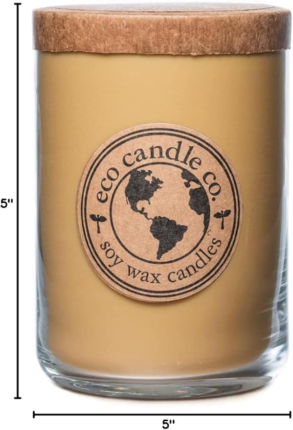 ECO CANDLE CO. Recycled Candle, Black Tea & Honey, 26 oz. - Scents of Spicy Tea, Nutmeg, Honey, & Orange - 100% Soy Wax, No Lead, Kraft Paper Label & Lid, Hand Poured, Phthalate Free