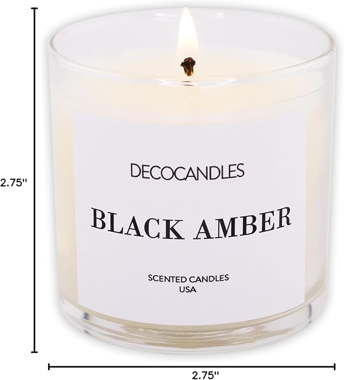 Urban Concepts by DECOCANDLES - Black Amber - Highly Scented Soy Candle - Long Lasting - Hand Poured in USA (6 Oz.)