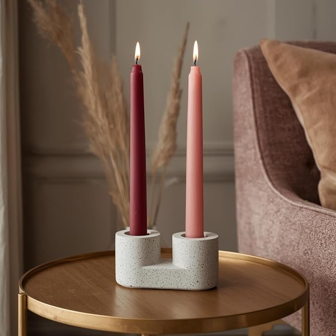 Tapered Dinner Candles - Soy & Paraffin Blend, Dinner Candles with Long-Lasting 7-Hour Burn for Stylish Homes - Candle in Curated Colors Ideal Gift for Hosts, Brides & Event Planners-Merlot