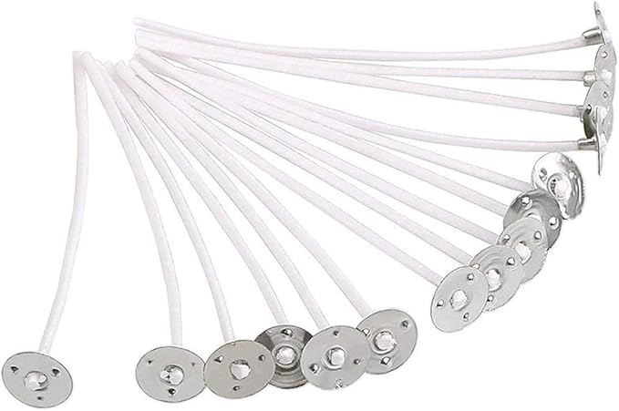 Cotton Candle Wicks 6" with Metal Tabs 6 Inch Set for DIY Wicks for Candlemaking 100 Piece