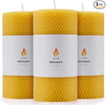 3PCS Beeswax Pillar Candles,Large Handmade Pure Beeswax Rolled Candle,Unscented & Dripless & Smokeless,3 * 6"