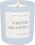 Sweet Water Decor Forever & Always Candle, 15oz Blue Matte Jar, Cashmere, Sandalwood, Jasmine, and Vanilla Scented, Non-Toxic Soy Wax, Wedding and Engagement Gift for Bride, Bridal Shower, Newlyweds
