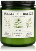 Eucalyptus & Mint Candles for Home Scented, 40 Hours Burn Soy Candle Gift for Women Stress Relief, Meditation, Yoga, Relaxing, Natural Soy Wax for Men and Women, 8oz