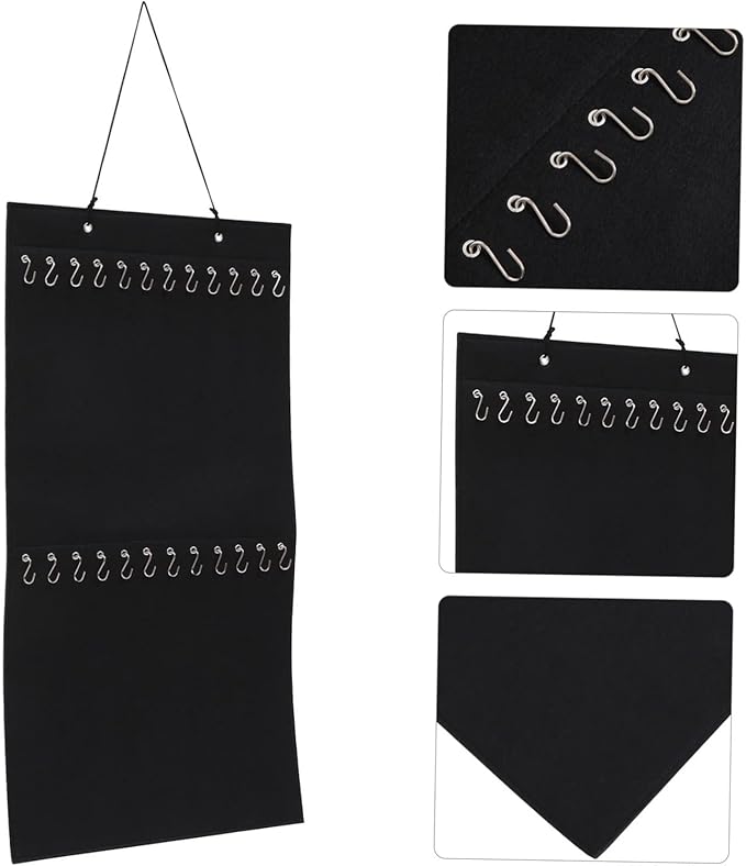 Levemolo Versatile Wall Hanging Organizer Bag Felt Storage Pouch with Hooks for Jewelry Hair Accessories Earrings and Necklaces Home and Bedroom Organization
