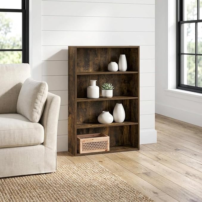Furnifact Amber Pine Bookcase with Durable Wood Construction, Modern Design, Easy to Clean, Suitable for Living Rooms, Home Offices, and Book Storage