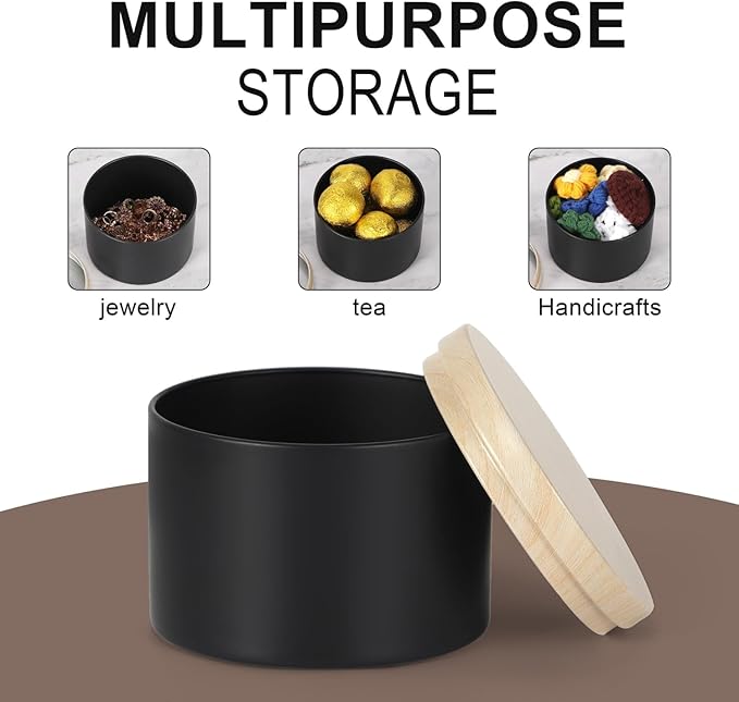 SONVIIBOX 24 PCS 8oz Candle Tins, Black tins with Wood-Grain Metal lids,Candle Jars for Making Candles Bulk,8oz Candle Jars,Tin Jars for Candle Making
