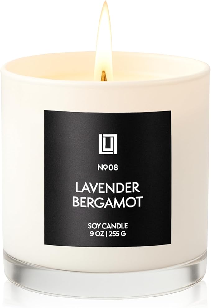 Lulu Candles | Lavender Bergamot | Luxury Scented Soy Jar Candle | Hand Poured in The USA | Highly Scented Long Lasting (9 Oz.)