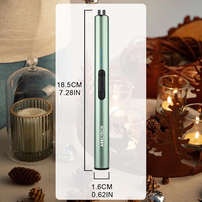 ARECTECH Electric Candle Rechargeable Lighter Arc Plasma Lighters for Candle Kitchen Camping Christmas Type-C Green