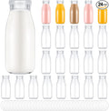 Zubebe 24 Pack 8 oz Glass Jars with 48 Lids Clear Milk Bottles - Suitable for Holiday Gifts, Meal Prep, Overnight Oats, and Christmas Party Favors