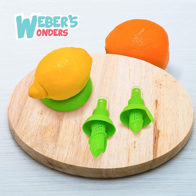 Weber’s Wonders 3 Pcs Lemon Sprayer Kit - Orange Juice Extractor- Citrus Juicer & Squeezer - Clean Spray For Vegetables, Salads, Seafood - Fashionable Kitchen Set - Fresh Lime Storage Gadget