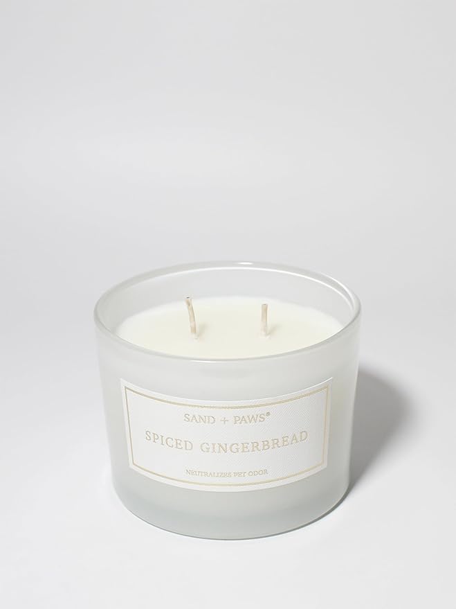Sand + Paws Scented Candle -Spiced Gingerbread- Luxurious Air Freshening Jar Candles Neutralize pet Odors and Enhance Home décor – 100% Cotton Lead-Free Wicks - 12 oz