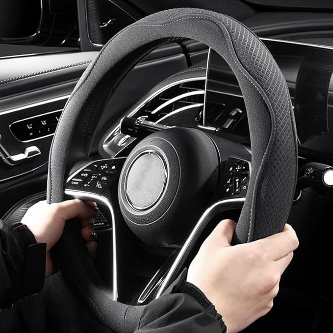 Car Steering Wheel Cover for Sonata SEL 2024, Leather Elastic Steering Wheel Protector Breathable Anti-Slip Steering Wheel Covers, Gray-D