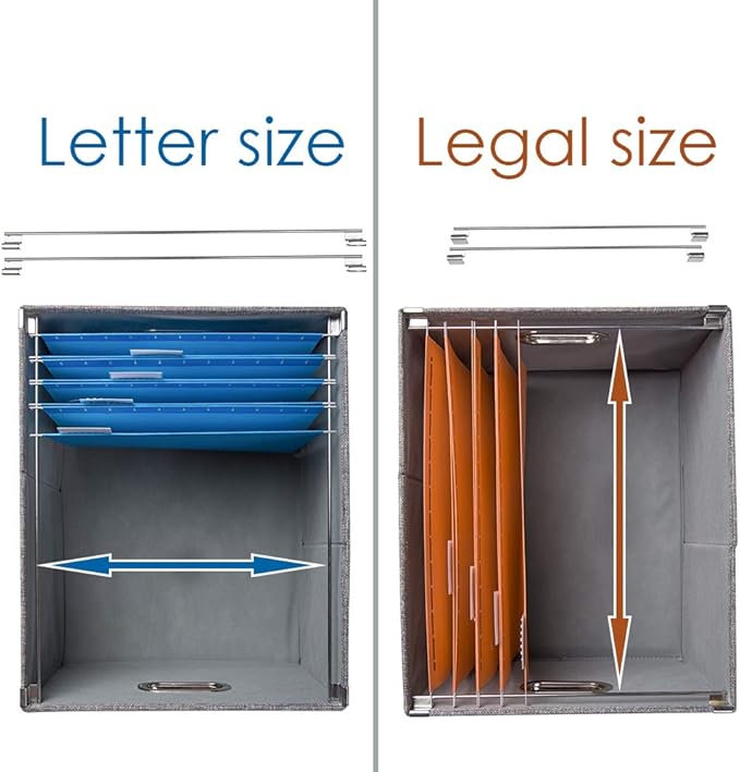 PRANDOM File Organizer Box - Set of 2 Collapsible Decorative Linen Filing Storage Hanging File Folders with Lids Office Cabinet Letter/Legal Size Purple (17x14x11.2 inch)