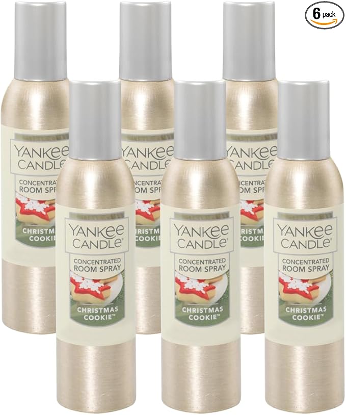 Yankee Candle Concentrated Air Freshener Room Spray, Odor Eliminator for Home, Bathroom, Christmas Cookie, 1.5 Oz (Pack of 6)