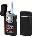 Smart Voice-Activated Lighter - 3 Flames (Blue Torch, Soft Flame & Dual Arc) - Windproof Refillable & Rechargeable Butane Lighters with Multiple Ignition Methods (Without Fuel) (Matte Black)