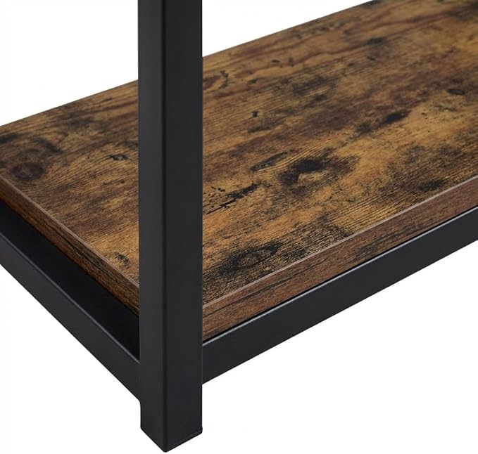 Furnifact Weathered Oak and Black Bob Bookshelf, Modern Bookcase, Ample Storage, Durable, for Living Room or Office