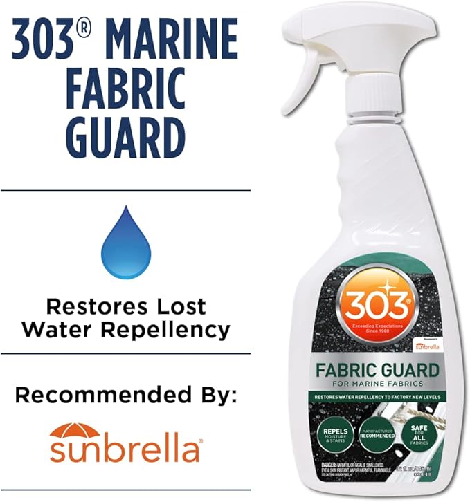 303 Products Marine Fabric Guard – Water Repellent & Stain Shielding Fabric Spray, Safe for All Outdoor Upholstery, Simple & Easy to Use, Protectant Spray for Boats, 32oz (6 Pack)