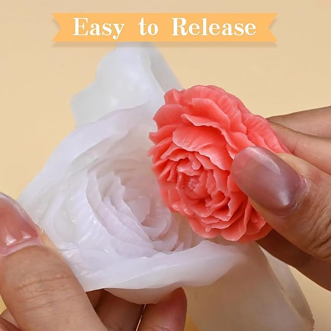 Silicone Flower Molds Set, 3D Rose Peony Succulent Design, 7-Cavity Resin Casting Molds for Candle Making, Soap, Wax Melts, Epoxy Crafts, Cake Decoration