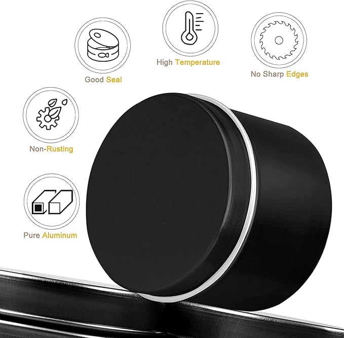 DINGPAI Candle Tins - 27 Black Metal Containers, 2oz Each, DIY Candle Making, Arts & Crafts, Storage & Gifts