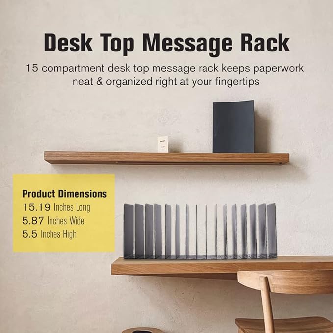 MMF Industries STEELMASTER Desk File Organizer | 15 Compartments | Scratch & Chip-Resistant Finish | Durable Steel Construction | Vertical File Organizer