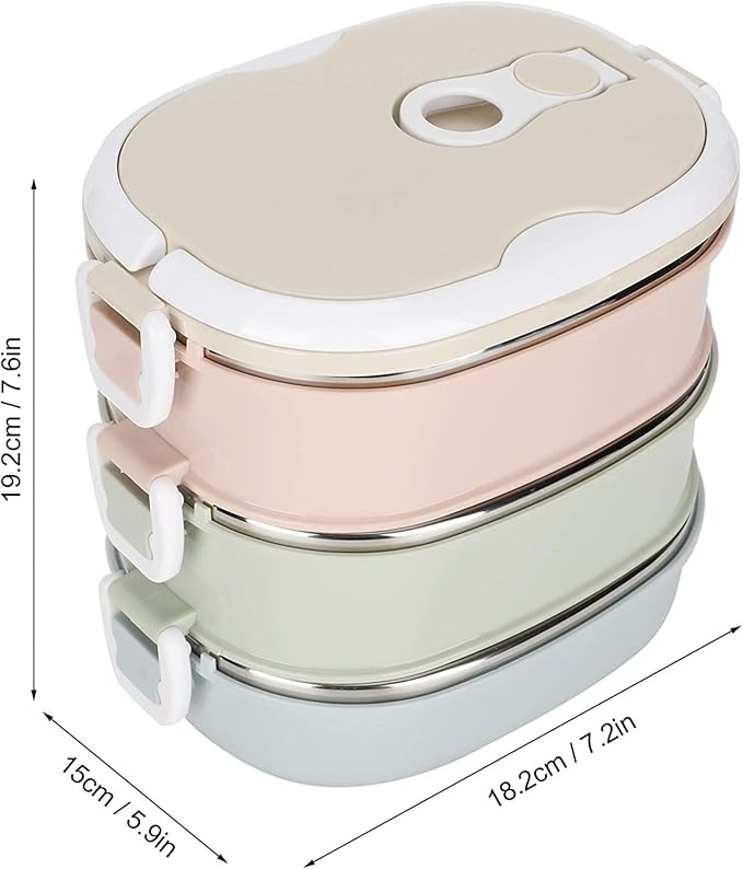 2700ml Lunch Box, 304 Stainless Steel Adult Lunch Containers Portable Leakproof Stackable Bento Box Food Storage for Office Outdoor Travel（3 Layer） (RXV123)
