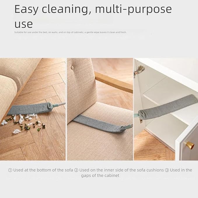 2025 New Retractable Gap Dust Cleaning Artifact, Saker Plus Mop with 3-Layer Hook 3 Microfiber Dusting Cloths Long Handle for Cleaning Under Refrigerator