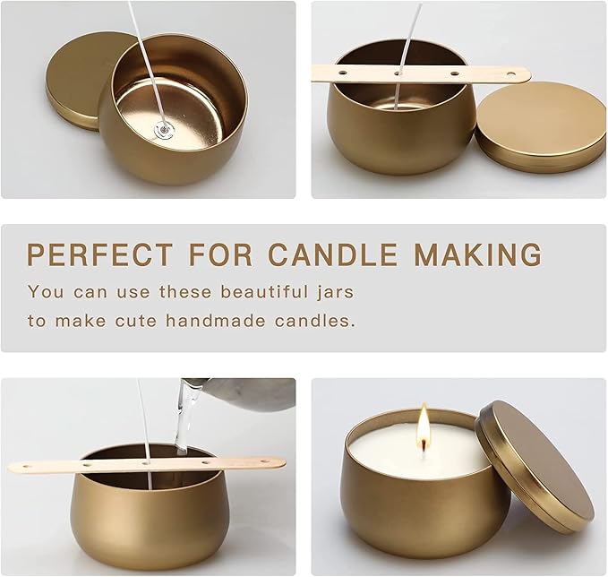 8oz Candle tins with lids,Gold Candle Jars,Bulk Candle tins for Making Candles,Candle Making Jars(24PACK,GOLD)