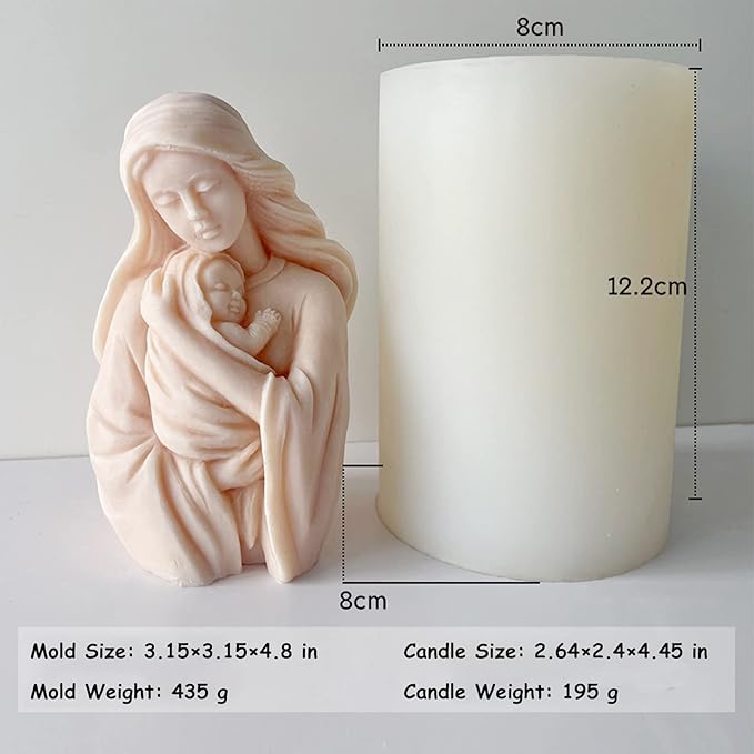 Virgin Mary Candle Mold, Silicone Mold for Religious Candle Making, Nativity Scene Candle Mold for Home Décor and Crafting