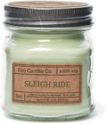 ECO CANDLE CO. Mason Jar Candle, Sleigh Ride, 8 oz. - Scents of Pine & Orange - 100% Soy Wax, No Lead, Kraft Label & Antiqued Pewter Lid, Hand Poured, Phthalate Free, Made from Midwest Grown Soybeans