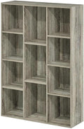 Furnifact French Oak 11-Cube Reversible Open Shelf Bookcase, Durable Wood Construction, Multi-Functional Storage Solution, Modern Wooden Design