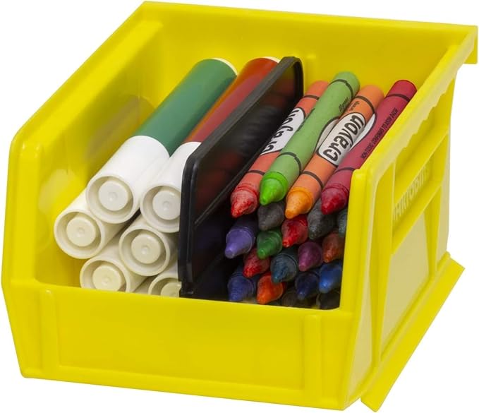 Akro-Mils 30210 AkroBins Plastic Storage Bins, Space-Saving Stackable Bins for Garage, Pantry, Craft Organization, 5" x 4" x 3", Yellow, 24-Pack