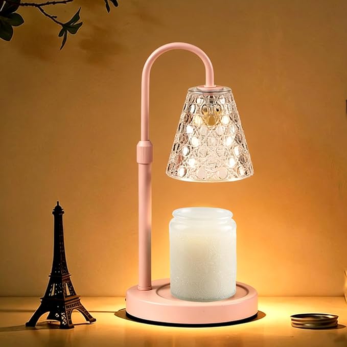 Candle Warmer Lamp Pink with Timer Dimmable, Birthday Gifts for Women Mom, House Warming Gifts New Home Decor, Wax Melt Warmer for Jar Candles with 2 Bulbs