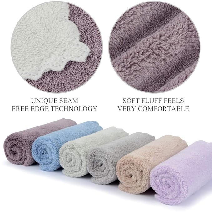 SUNLAND Microfiber Face Cloth Reusable Makeup Remover Facial Cleansing Towel Ultra Soft Face Washcloth 12inchx12inch 12 Pack Multicolor