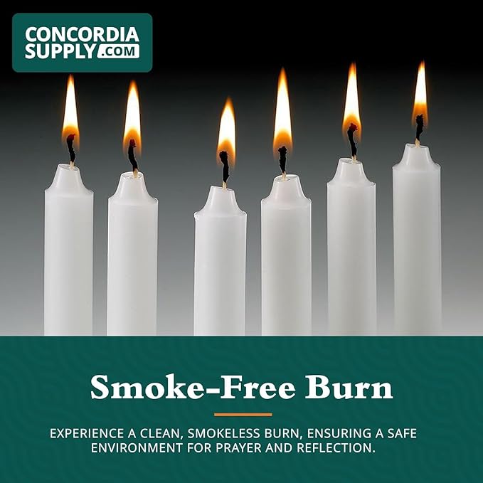 Concordia Supply Church Candles for Candle Light Service Vigil - 4.25" x 1/2" Bulk White Candles for Memorial, Congregational, Shabbat, Wedding, Communion, Baptism & Christmas Ceremonies - Box of 100
