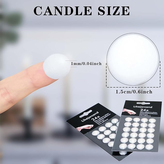 24 Dots White Taper Candle Holders Adhesive candl Grips Small Candle Accessories Inserts-Adhesive, Accessori Candles Wax Sticky Dots(24)