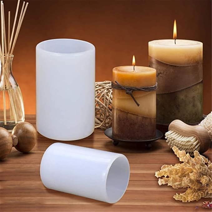 2 Sizes Cylinder Candle Molds for Candle Making Silicone Candle Molds Pillar Candles Resin Mould Epoxy Resin Casting Molds for DIY Aromatherapy Candles, Wax, Soaps, Polymer Clay