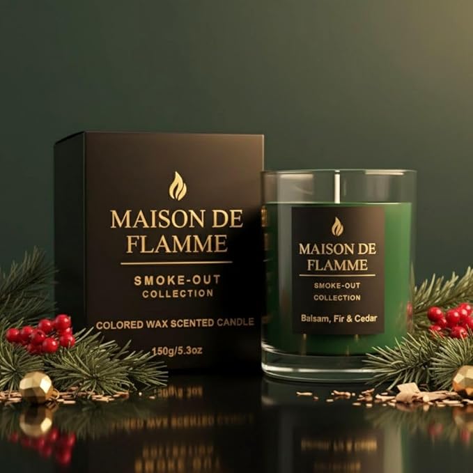 Smoke Odor Eliminating Candle – Balsam Fir & Cedar Soy Wax Candle for Kitchen, Apartment & Home Smells, Long Lasting Odor Neutralizing Scented Candle, 150g / 5.3 oz – Maison De Flamme