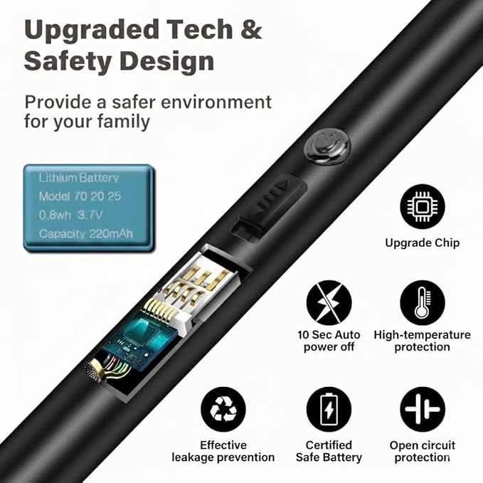 Navpeak Electric Candle Lighter Windproof USB Rechargeable Flameless Long Neck Lighter for Candles Gas Stove Fireplace BBQ Kitchen Grills (Black Champagne Gold)